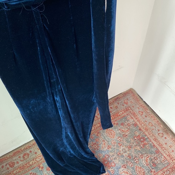 Modcloth x Collectif Velvet Wrap Maxi Dress Navy Blue Size 10 Large - Picture 5 of 11